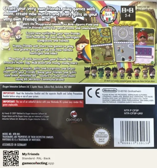 My Friends Nintendo DS, PAL box back