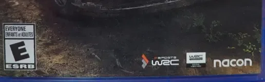 WRC 9, the ESRB box on its front