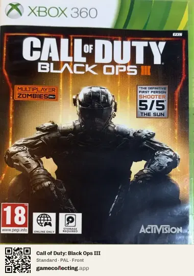 Call of Duty: Black Ops III Xbox 360, PAL box front