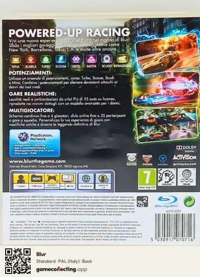 Blur PlayStation 3, Italy box back