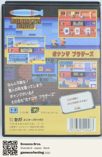 Bonanza Bros. Sega Mega Drive / Genesis, Japan box back