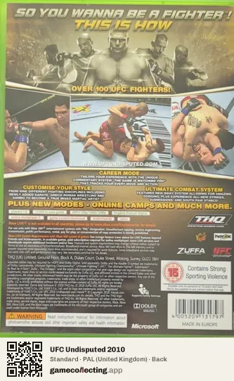 UFC Undisputed 2010 Xbox 360, United Kingdom box back