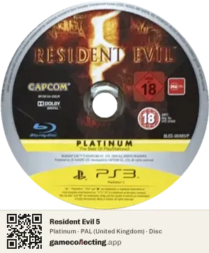 Resident Evil 5 PlayStation 3, PAL disc
