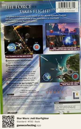 Star Wars: Jedi Starfighter Xbox, NTSC box back