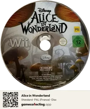 Alice in Wonderland Nintendo Wii, PAL disc
