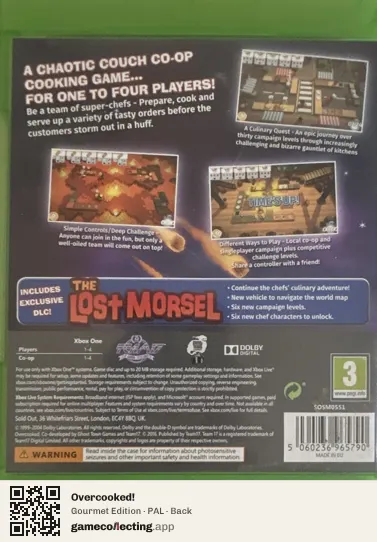 Overcooked! Xbox One, PAL box back