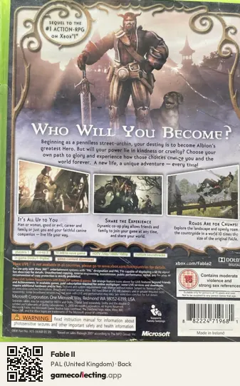 Fable II Xbox 360, United Kingdom box back