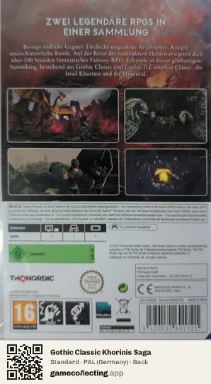 Gothic Classic Khorinis Saga Nintendo Switch, Germany box back