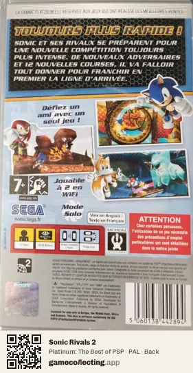 Sonic Rivals 2 PlayStation Portable, PAL box back
