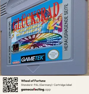 Wheel of Fortune Game Boy, PAL cartridge label