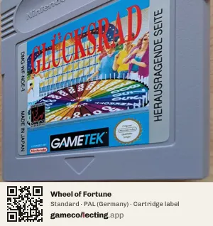 Wheel of Fortune Game Boy, PAL cartridge label