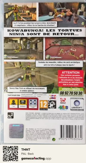 TMNT PlayStation Portable, PAL box back