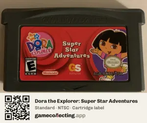 Dora the Explorer: Super Star Adventures Game Boy Advance, NTSC cartridge label
