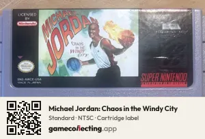 Michael Jordan: Chaos in the Windy City Super Nintendo Entertainment System, NTSC cartridge label