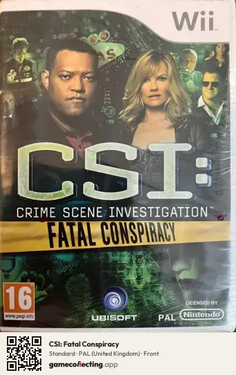 CSI: Fatal Conspiracy Nintendo Wii, United Kingdom box front