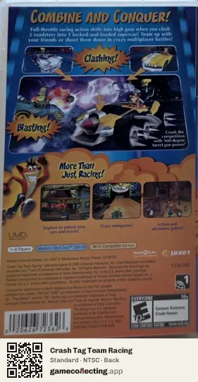 Crash Tag Team Racing PlayStation Portable, NTSC box back