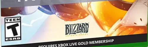 Overwatch, the ESRB box on its front
