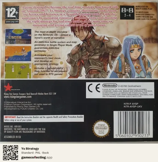 Ys Strategy Nintendo DS, PAL box back