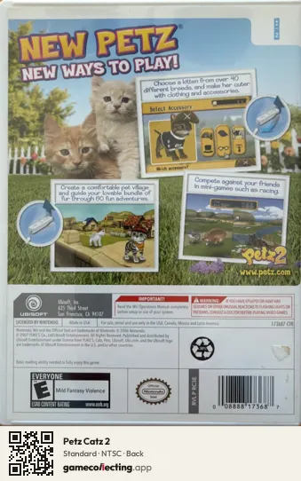 Petz Catz 2 Nintendo Wii, NTSC box back