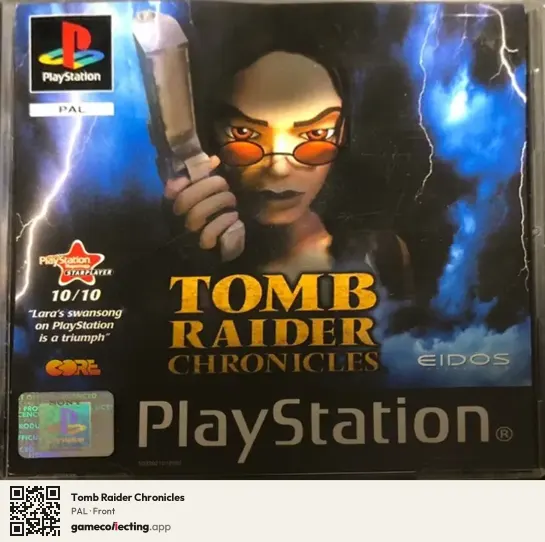 Tomb Raider Chronicles PlayStation, PAL box front