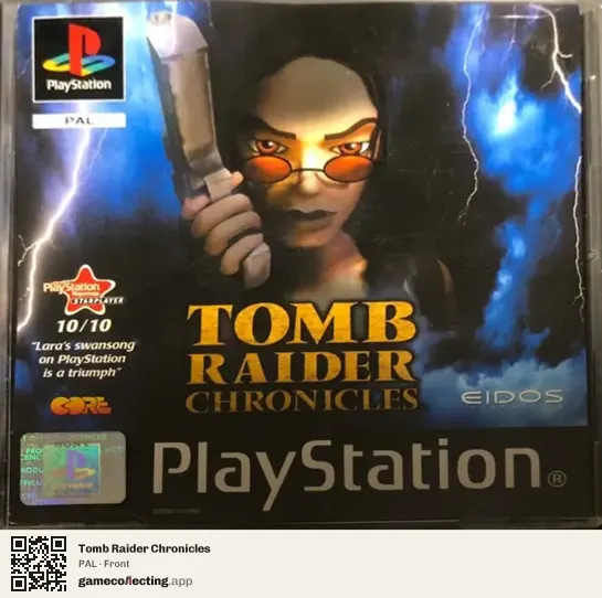 Tomb Raider Chronicles PlayStation, PAL box front