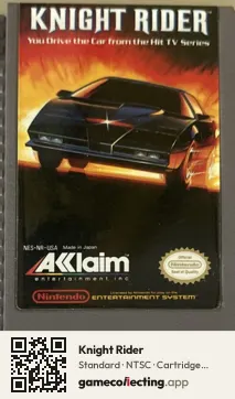 Knight Rider Nintendo Entertainment System, NTSC cartridge label