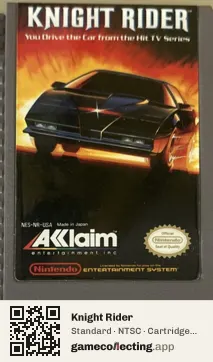 Knight Rider Nintendo Entertainment System, NTSC cartridge label
