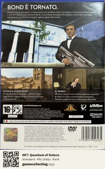007: Quantum of Solace PlayStation 2, Italy box back