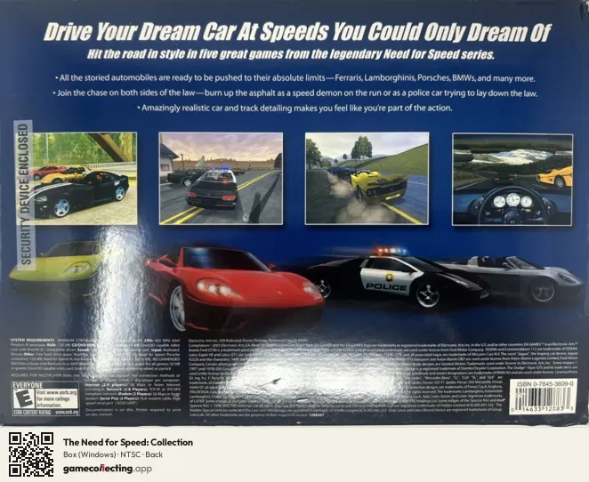 The Need for Speed: Collection Computer, NTSC box back