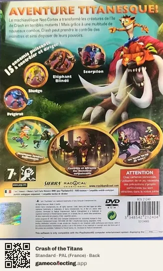 Crash of the Titans PlayStation 2, France box back