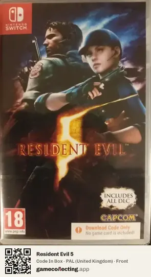 Resident Evil 5 Nintendo Switch, United Kingdom box front