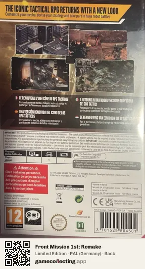 Front Mission 1st: Remake Nintendo Switch, Germany box back