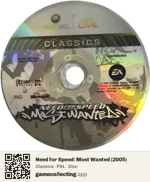 Need for Speed: Most Wanted (2005) Xbox 360, PAL disc