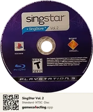 SingStar Vol. 2 PlayStation 3, NTSC disc