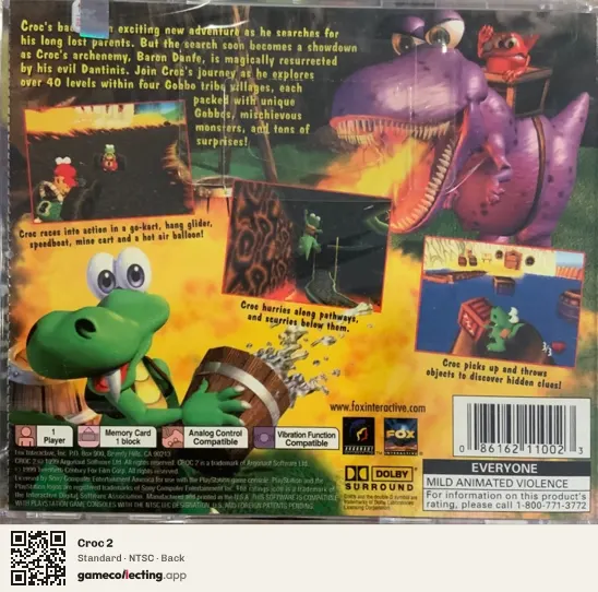 Croc 2 PlayStation, NTSC box back