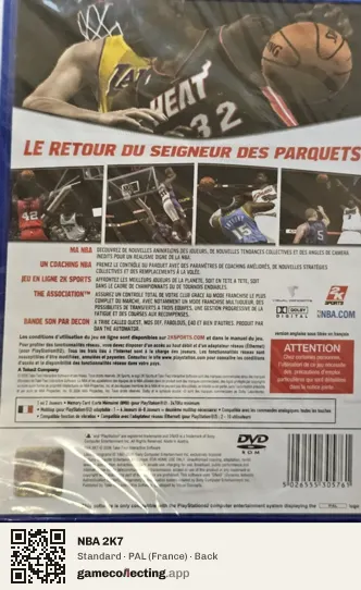 NBA 2K7 PlayStation 2, France box back