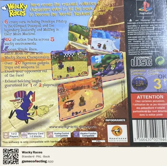 Wacky Races PlayStation, PAL box back