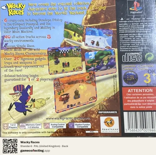 Wacky Races PlayStation, United Kingdom box back