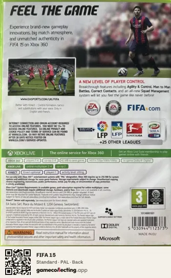 FIFA 15 Xbox 360, PAL box back