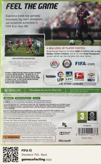 FIFA 15 Xbox 360, PAL box back