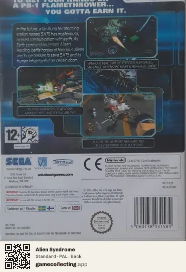 Alien Syndrome Nintendo Wii, PAL box back