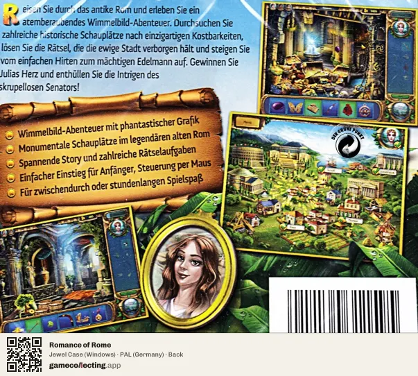 Romance of Rome Computer, Germany box back