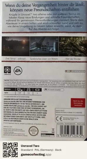 Unravel Two Nintendo Switch, Germany box back
