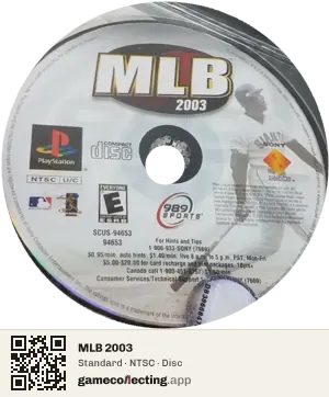 MLB 2003 PlayStation, NTSC disc