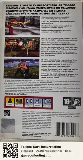 Tekken: Dark Resurrection PlayStation Portable, Nordic countries box back