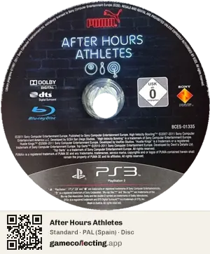 After Hours Athletes PlayStation 3, PAL disc