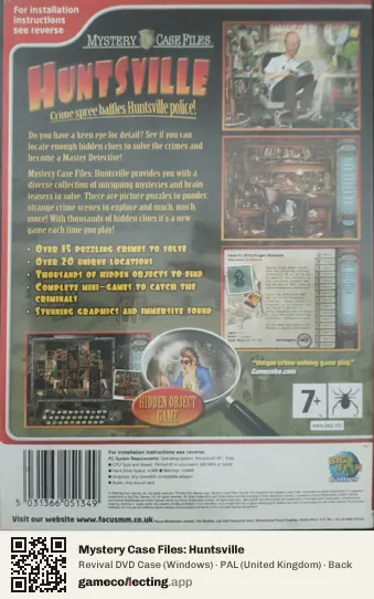 Mystery Case Files: Huntsville Computer, United Kingdom box back