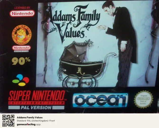 Addams Family Values Super Nintendo Entertainment System, United Kingdom box front