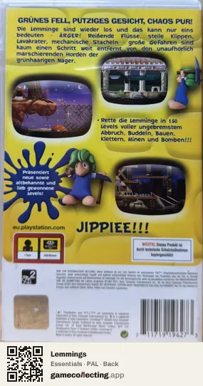 Lemmings PlayStation Portable, PAL box back
