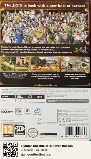 Eiyuden Chronicle: Hundred Heroes Nintendo Switch, PAL box back